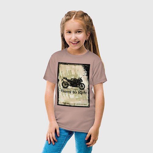Детская футболка Born to Ride / Пыльно-розовый – фото 4