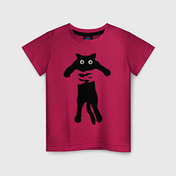 Детская футболка Черный кот в руках