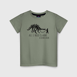 Футболка хлопковая детская All a need is dinosaur, цвет: авокадо