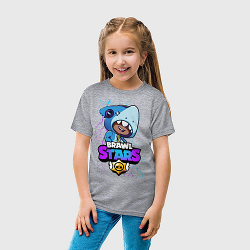 Детская футболка Brawl Stars LEON SHARK / Меланж – фото 4