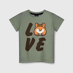 Футболка хлопковая детская Love Corgi, цвет: авокадо