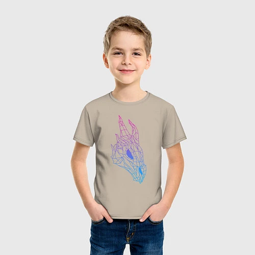 Детская футболка Череп драконаградиент / Миндальный – фото 3