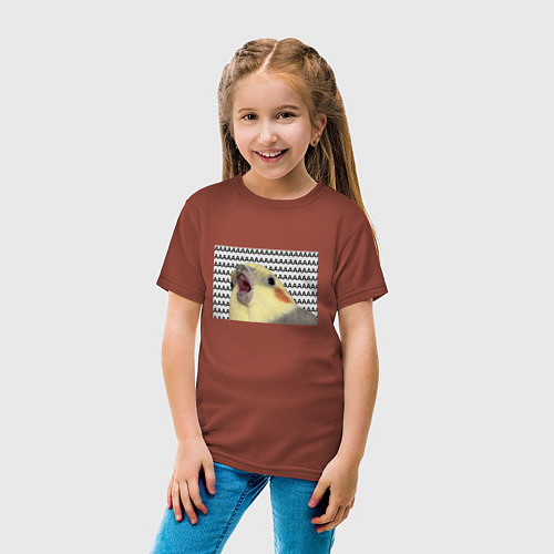 Детская футболка Орущий попугай / Кирпичный – фото 4