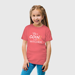 Футболка хлопковая детская Toss a coin to your Witcher, цвет: коралловый — фото 2