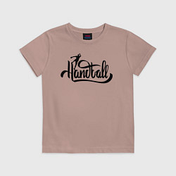 Футболка хлопковая детская Handball lettering, цвет: пыльно-розовый