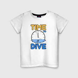 Футболка хлопковая детская Time to dive, цвет: белый