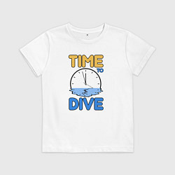 Футболка хлопковая детская Time to dive, цвет: белый