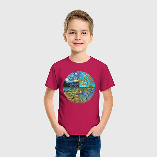 Детская футболка Ван Гог Картины / Маджента – фото 3