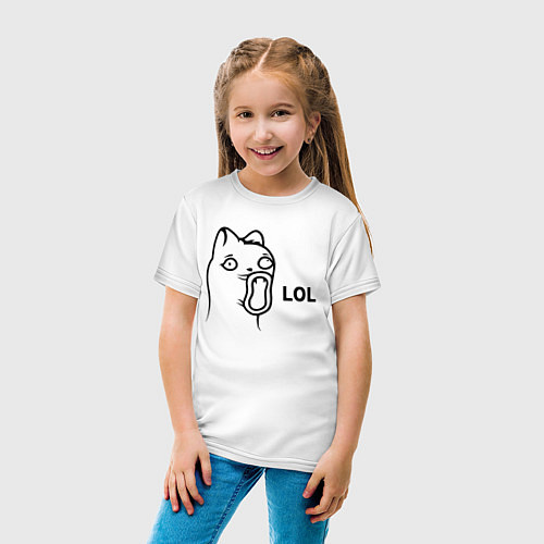 Детская футболка Cat Troll Face / Белый – фото 4