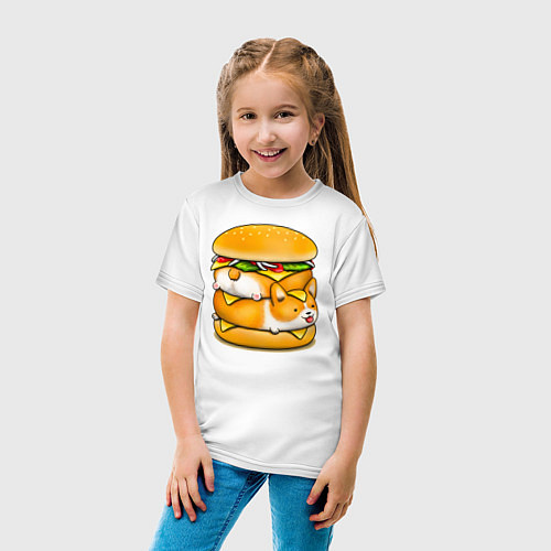 Детская футболка Корги / Белый – фото 4