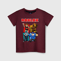 Футболка хлопковая детская ROBLOX, цвет: меланж-бордовый