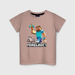 Футболка хлопковая детская MINECRAFT, цвет: пыльно-розовый