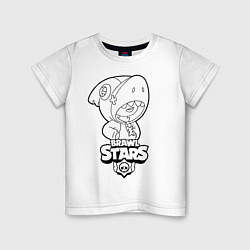 Футболка хлопковая детская Brawl Stars LEON раскраска, цвет: белый