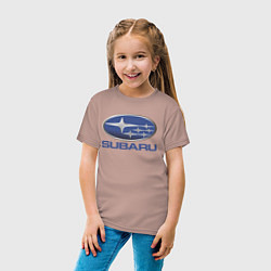 Футболка хлопковая детская SUBARU, цвет: пыльно-розовый — фото 2