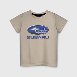 Футболка хлопковая детская SUBARU, цвет: миндальный