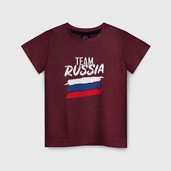 Футболка хлопковая детская Россия, цвет: меланж-бордовый