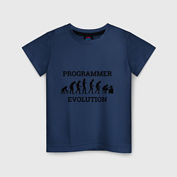 Футболка хлопковая детская Эволюция программиста, цвет: тёмно-синий