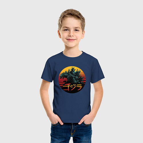 Детская футболка Godzilla in circle / Тёмно-синий – фото 3