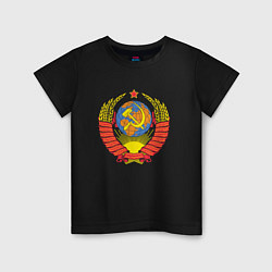 Футболка хлопковая детская Герб СССР, цвет: черный