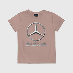 Футболка хлопковая детская MERCEDES-BENZ AMG, цвет: пыльно-розовый