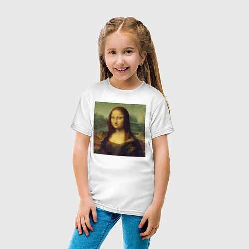 Детская футболка Mona Lisa pixels / Белый – фото 4