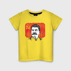 Футболка хлопковая детская Сталин и флаг СССР, цвет: желтый