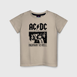 Футболка хлопковая детская ACDC highway to hell, цвет: миндальный