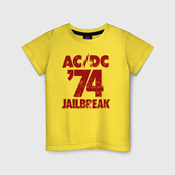 Футболка хлопковая детская ACDC 74 jailbreak, цвет: желтый