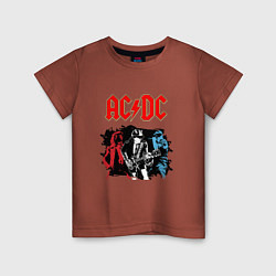 Футболка хлопковая детская ACDC, цвет: кирпичный