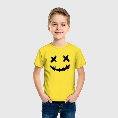 Детская футболка Glitch Smile / Желтый – фото 3