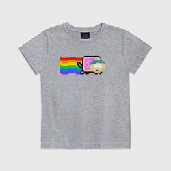 Футболка хлопковая детская Картман Nyan Cat, цвет: меланж