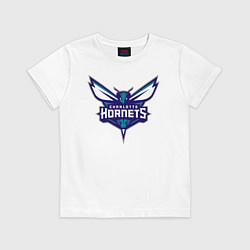 Футболка хлопковая детская Charlotte Hornets 1, цвет: белый