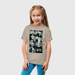 Футболка хлопковая детская BTS, цвет: миндальный — фото 2