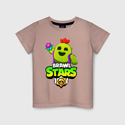 Футболка хлопковая детская BRAWL STARS SPIKE, цвет: пыльно-розовый