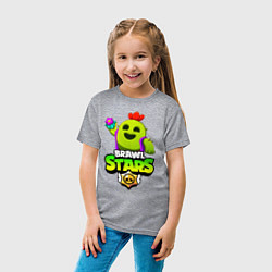 Футболка хлопковая детская BRAWL STARS SPIKE, цвет: меланж — фото 2