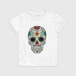 Футболка хлопковая детская Весёлый череп, цвет: белый