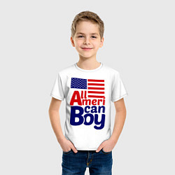 Футболка хлопковая детская All American Boy, цвет: белый — фото 2