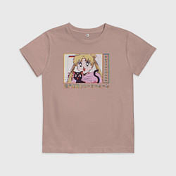 Футболка хлопковая детская Sailor Moon Usagi Tsukino Luna, цвет: пыльно-розовый
