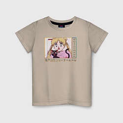 Футболка хлопковая детская Sailor Moon Usagi Tsukino Luna, цвет: миндальный