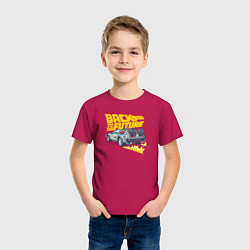 Футболка хлопковая детская Back to the Future, цвет: маджента — фото 2
