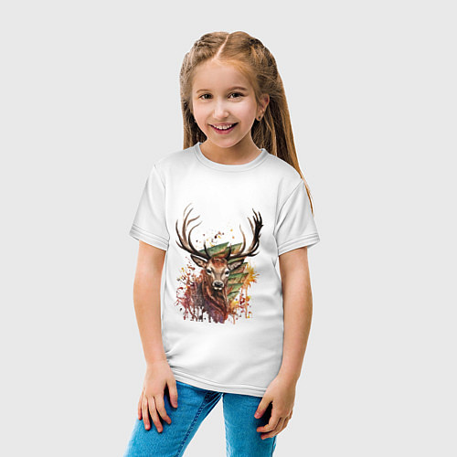 Детская футболка Красочный олень / Белый – фото 4