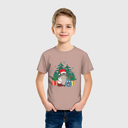 Футболка хлопковая детская New Year Totoro, цвет: пыльно-розовый — фото 2