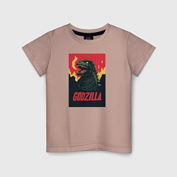 Футболка хлопковая детская Godzilla, цвет: пыльно-розовый