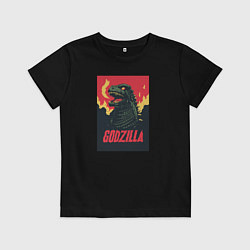 Футболка хлопковая детская Godzilla, цвет: черный