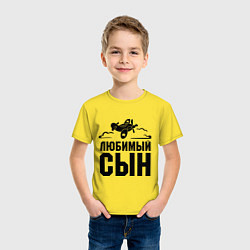 Футболка хлопковая детская Любимый сын-авиатор, цвет: желтый — фото 2