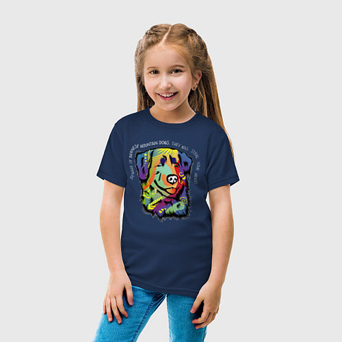Детская футболка Берегись бернского зеннехунда / Тёмно-синий – фото 4