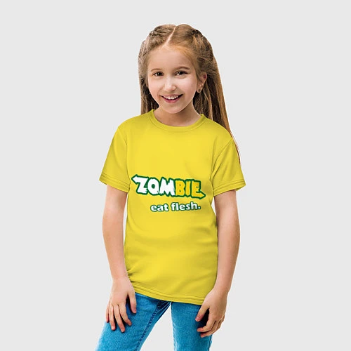 Детская футболка Zombie eat flesh / Желтый – фото 4