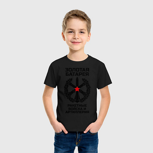 Детская футболка Золотая батарея: РВиА / Черный – фото 3