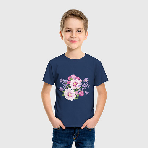 Детская футболка Полевые цветы / Тёмно-синий – фото 3
