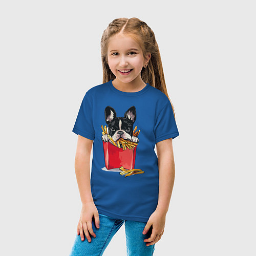 Детская футболка Песик и картофель фри / Синий – фото 4